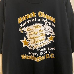 Vintage Y2K Barak Obama First Black President Inaguration Tee Black 2XL
